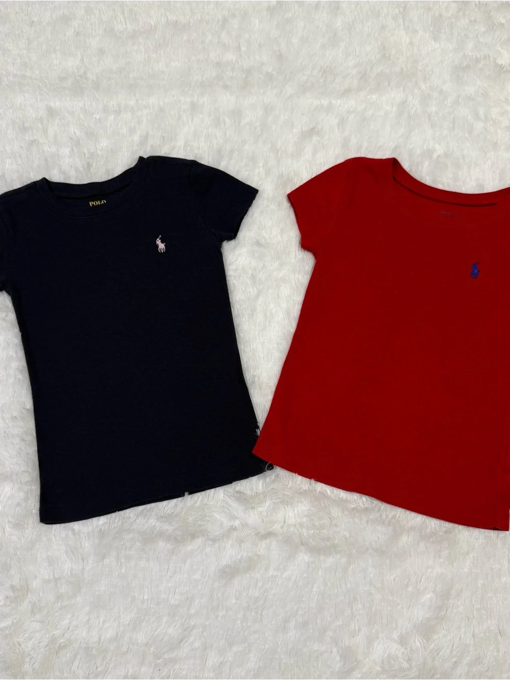 Polo Ralph Lauren Girls Lot Navy & Red Tee T Shirt Girls Size 5 Soft Knit EUC